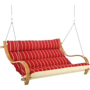 Royal Red Stripe Deluxe Cushioned Outdoor Double Swing