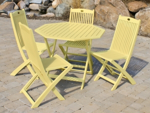 Yellow Acacia Painted Folding Table (Chairs Not Included)