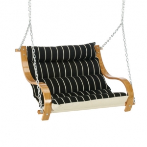 Classic Black Stripe Cushioned Outdoor Double Swing